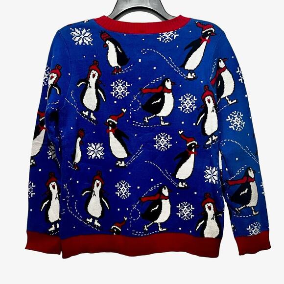 NY Laundry Holiday Classics Penguin Sequined Bow Tie Ugly Christmas Sweater - Picture 2 of 7